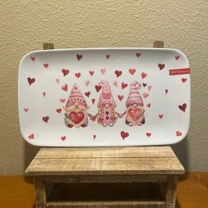 Valentine’s Day Gnome Platter, Large Valentine Gnomes & Heart Melamine Platter